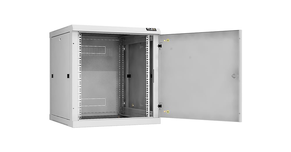 Изображения товара TWC-126060-R-M-GY - Настенный разборный шкаф TLK 19", 12U, металлическая дверь, Ш600хВ636хГ600мм, 2 пары монтажных направляющих, серый