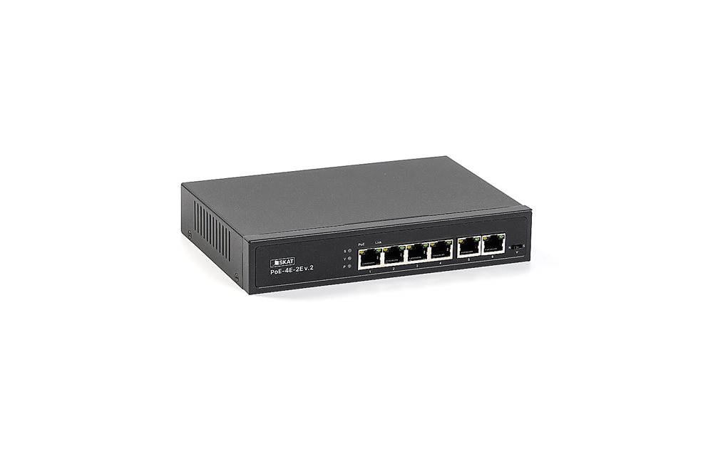 Изображения товара 4071 SKAT PoE-4E-2E v.2 коммутатор PoE Plus, мощность 65Вт, порты: 4-Ethernet PoE, 2-Uplink
