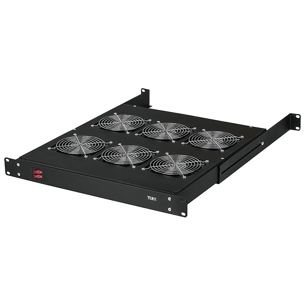 Изображения товара TLK-VP6-BK - Вентиляторная полка TLK, 19", 1U, 6 вентиляторов, Г520мм, без шнура питания, черная