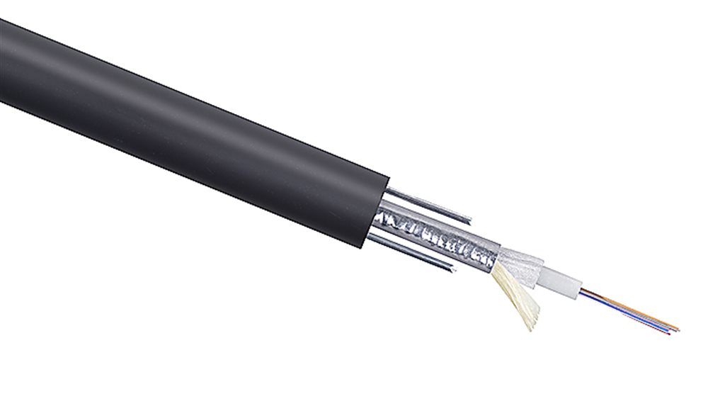 Изображения товара Cabeus STW-9-01x04-ST-SW-PE-OUT Кабель волоконно-оптический 9/125 одномодовый, 4 волокна, loose tube, бронированный стальной лентой и стальными проволоками, для внешней прокладки (-40C ~ +70), PE, черный