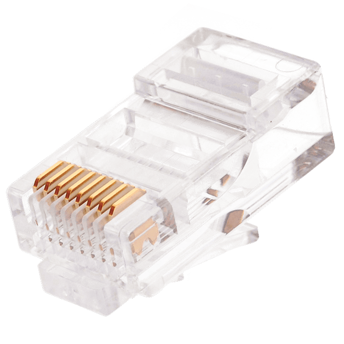 Изображения товара NMC-RJ88RE06UD1-100- Коннектор NIKOMAX RJ45/8P8C под витую пару, Кат.5e (Класс D), 100МГц, покрытие 6мкд, под многожильный кабель, неэкранированный, уп-ка 100шт.