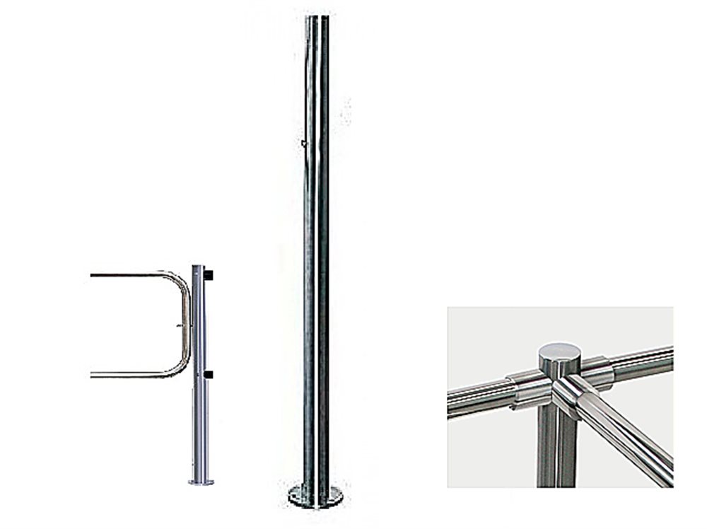 Изображения товара PERCo-BH02 2-16 - Трехсторонняя стойка с отверстием под стопорный механизм поворотной секции и с 6-ю отверстиями для крепления патрубков