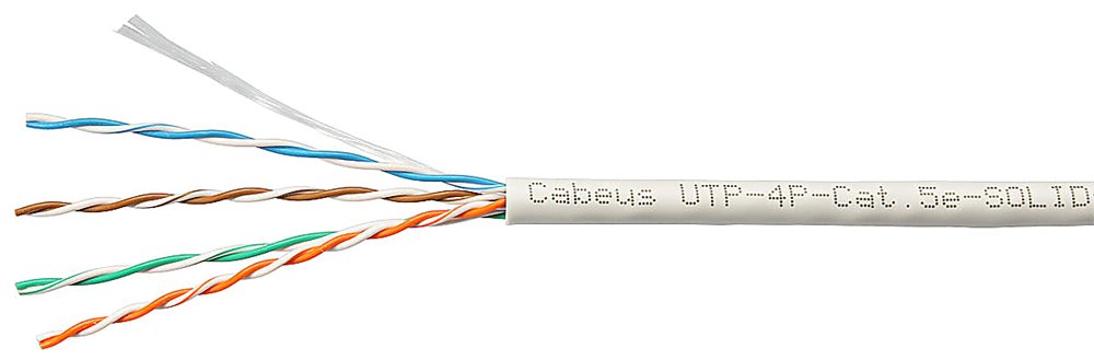 Изображения товара Cabeus UTP-4P-Cat.5e-SOLID-LSZH-GY-LIGHT Кабель витая пара UTP (U/UTP), категория 5e, 4 пары 0,48мм (24 AWG), одножильный, LSZH, нг(А)-HF, серый, (305 м)