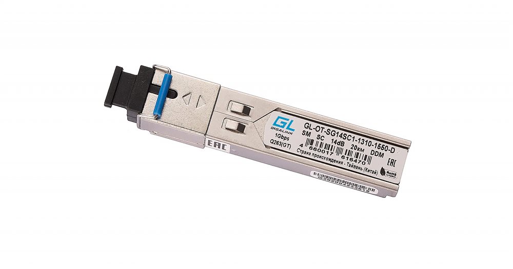 Изображения товара GL-OT-SG14SC1-1310-1550-D - Модуль GIGALINK SFP, WDM, 1Гбит/c, одно волокно SM, SC, Tx:1310/Rx:1550 нм, DDM, 14 дБ (до 20 км) BX