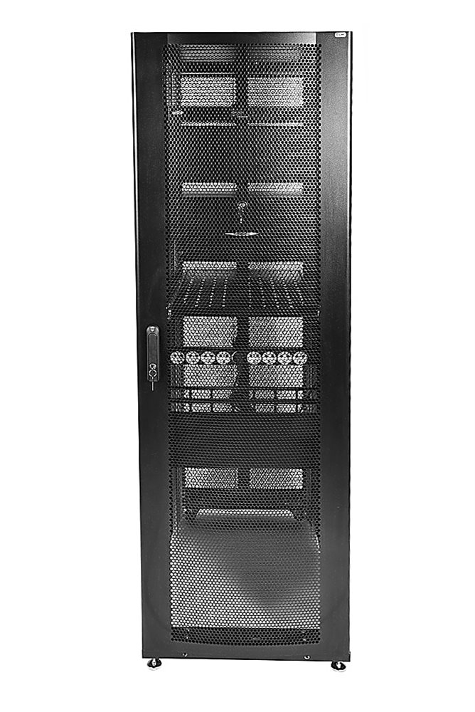 Изображения товара ШТК-СП-48.6.10-48АА-9005 - Шкаф серверный ПРОФ напольный 48U (600 × 1000) дверь перф., задние двойные перф., черный, в сборе ЦМО