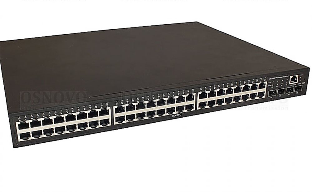 Изображения товара SW-74804/L - Управляемый (L2+) коммутатор Osnovo, Gigabit Ethernet на 48 RJ45 PoE + 4 x GE SFP порта