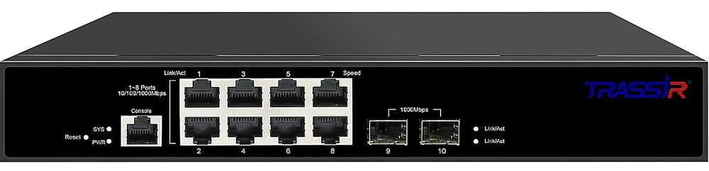 Изображения товара TR-NS24102S-120-8PoE - Управляемый коммутатор TRASSIR с 8 PoE портами (10/100/1000 Мбит/с Base-T PoE port),и 2 SFP портами.