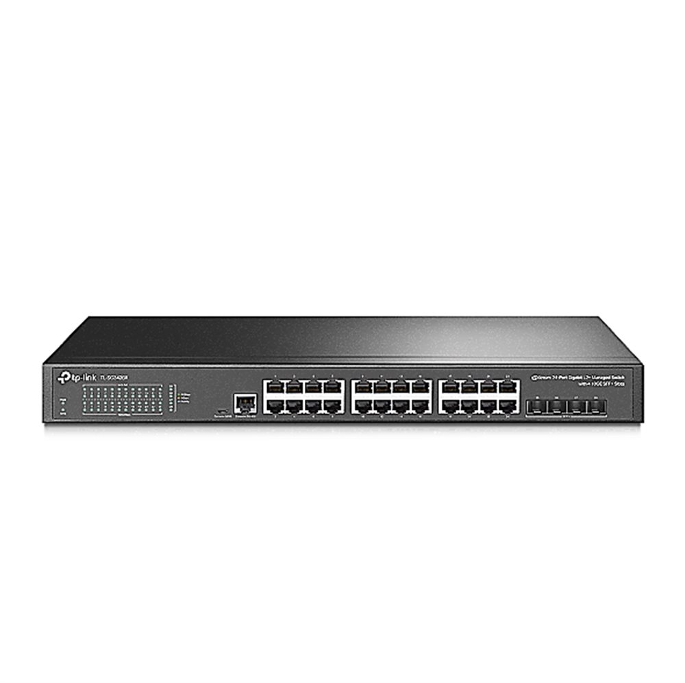 Изображения товара TL-SG3428X - Коммутатор TP-Link JetStream 24‑портовый гигабитный управляемый уровня 2+ с 4 SFP+ слотами 10GE