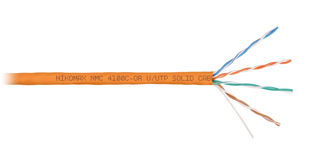 Изображения товара NMC 4100C-OR - Кабель NIKOMAX U/UTP, 4 пары, Кат.5e, нг(А)-HF, внутр., оранжевый - цвет, 305м