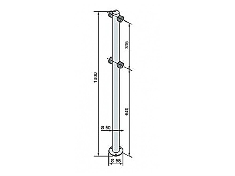 Изображения товара PERCo-BH02 2-01 - Двухсторонняя стойка с 4-мя отверстиями для крепления патрубков (угол между парами отверстий 180град.)